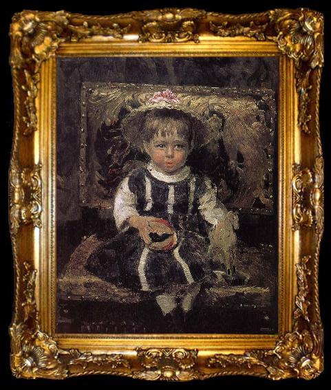 framed  Ilia Efimovich Repin Artist daughter, ta009-2
